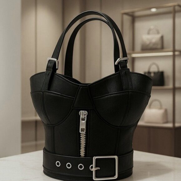 Handbags - Chic Sexy Corset-Style Small Bucket Handbag Punk Purse with Bold Personality